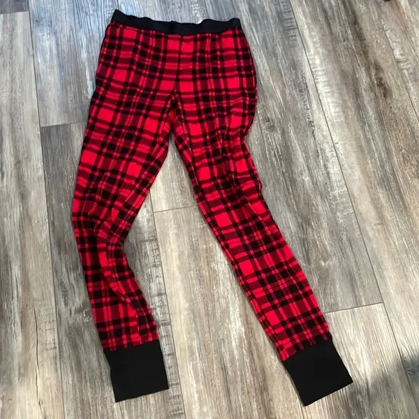 VICTORIA'S SECRET Thermal Long Pajama Set Red Black Plaid small - Image 5