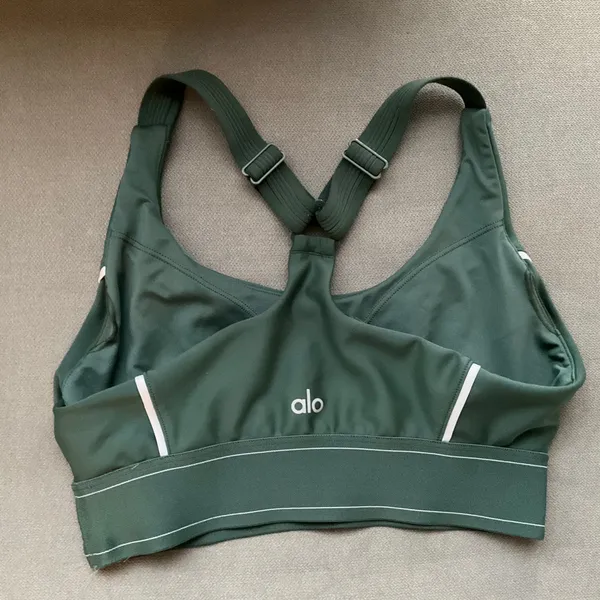 Alo Yoga Airlift Suit Up Bra Clover Green/White S - Image 6