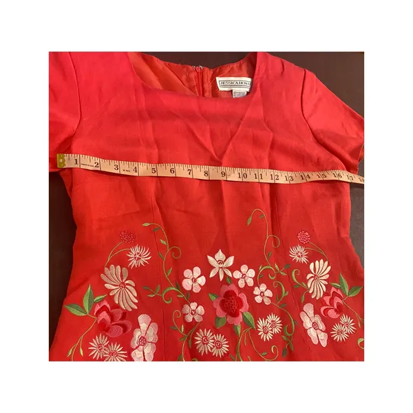 Jessica‎ Howard Pink Linen Blend Embroidered Sheath Dress 8 Spring Church Garden - Image 6