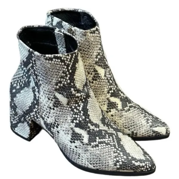 Madden Girl Dafnii Snake Print Ankle Boots 7.5M Pointed Toe Block Heel Side Zip - Image 14