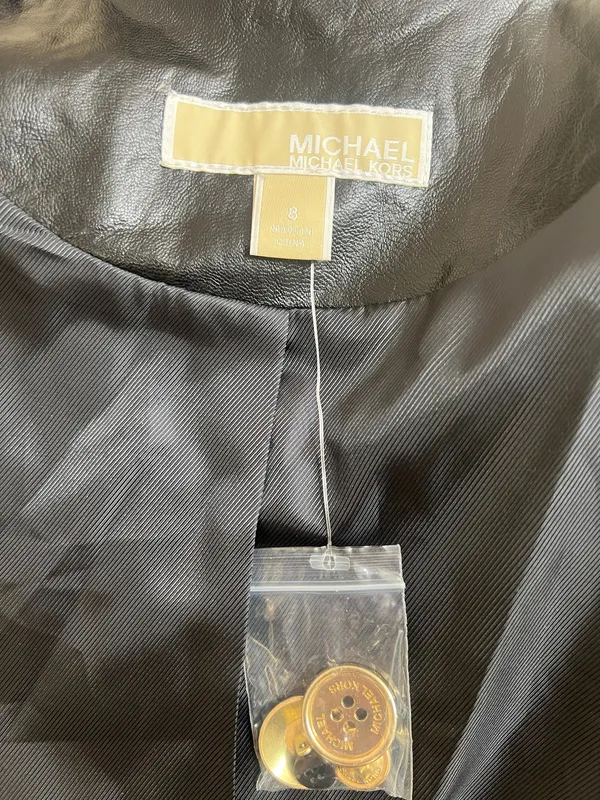 NWOT Michael Kors Faux Leather Double Breasted Blazer Black Size 8 - Image 6