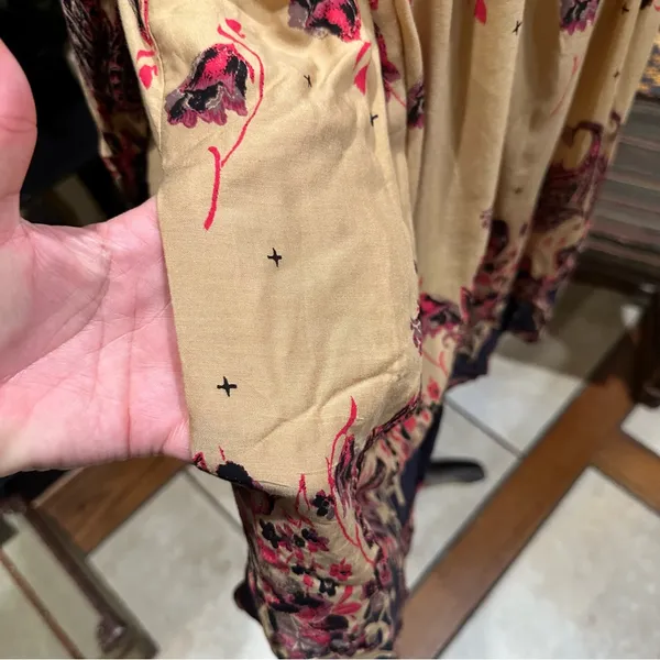 Free People Sierra Valley Shirt Dress – Gold Combo, Paisley Floral, Size Medium - Image 8
