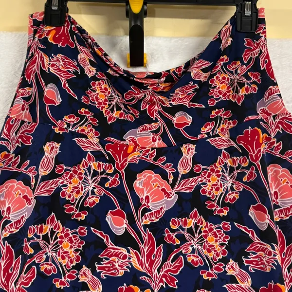 LuLaRoe M Lola Maxi Skirt Navy Pink Floral Stretchy Modest Boho Spring Summer - Image 3