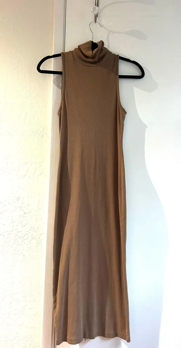 ZARA Ribbed Cowl Neck Sleeveless MIDI Dress - Image 3