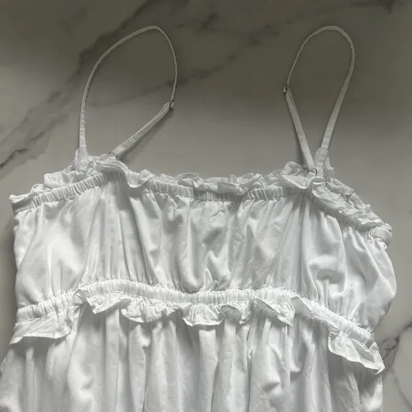 J. Crew Square Neck Ruffle Maxi Dress White Sz 14 FINAL PRICE - Image 7
