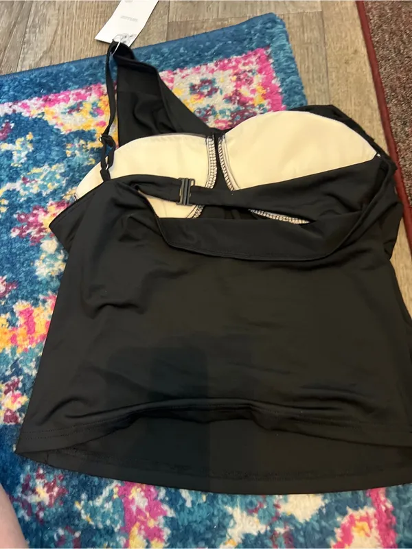 NWT Charlie suede London Black Draped Lace-Trim Top - Image 10