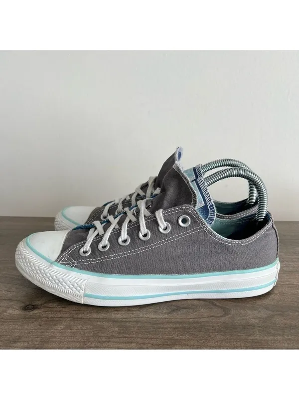 Converse All Star Double Tongue Ox Women’s Shoe Grey Blues Size 8 #776 - Image 3