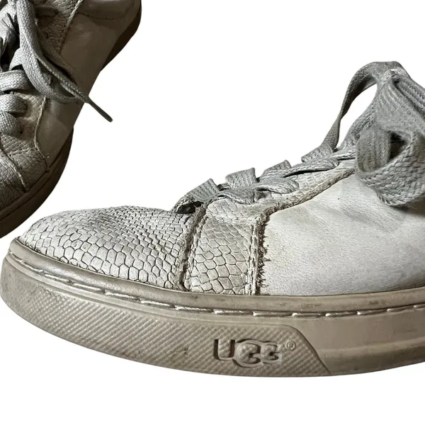 UGG Karine Snake Women's Lace up Leather Sneakers Size US 7 EU 28 Beige - Image 5