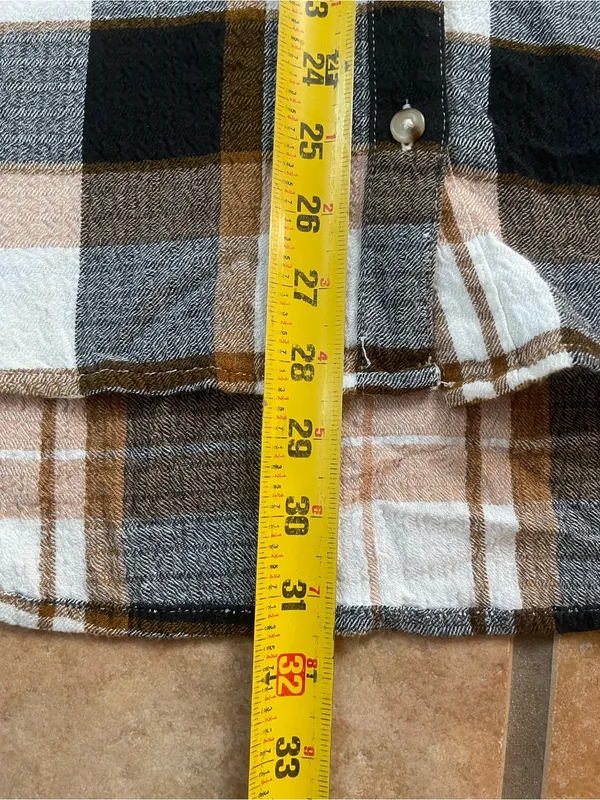Pilcro Plaid Button-Down Shirt in Brown, Black & White - Image 7