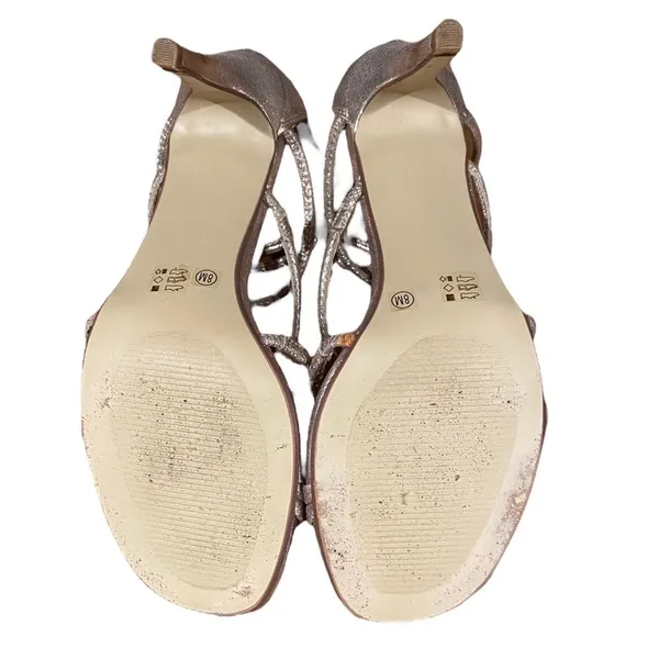 Chinese Laundry GOLD sparkly Open Toe Metallic Strappy Heels Size 8M - Image 7
