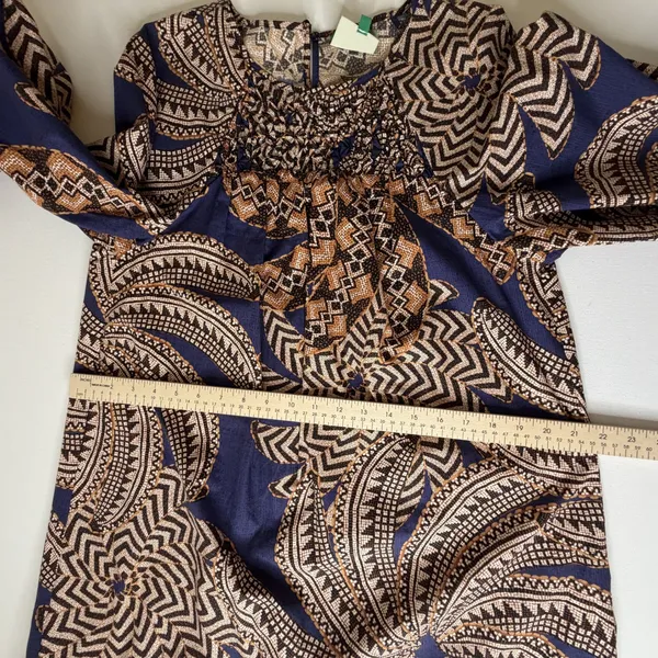 Farm‎ Rio Smocked Geometric Print Beaded Cotton Mini Dress Small Boho Abstract - Image 15
