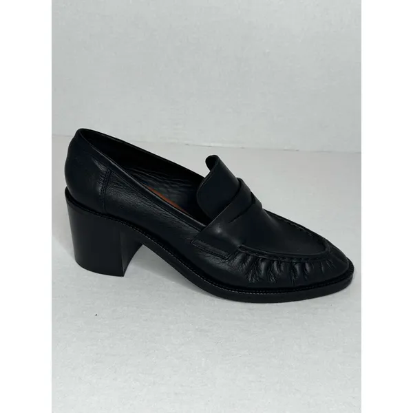 Aquatalia Josette Black Nappa Leather Heeled Loafers Moccasins Size 11 - Image 10