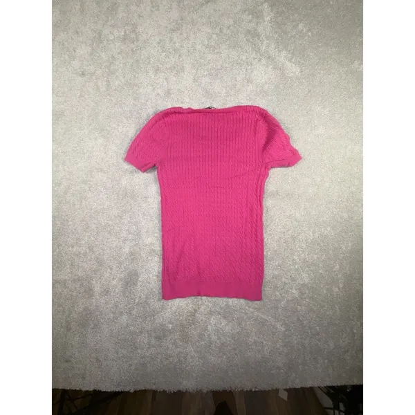 womens lauren ralph lauren short sleeve cable knit sweater Xs Shoulder Fade Spot - Image 8
