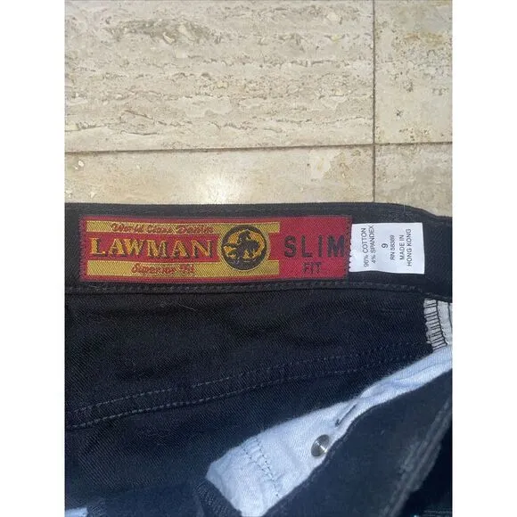 Vintage Lawman Jeans Sides‎ Studded Slim Fit Western Black VTG Size 9 - Image 5