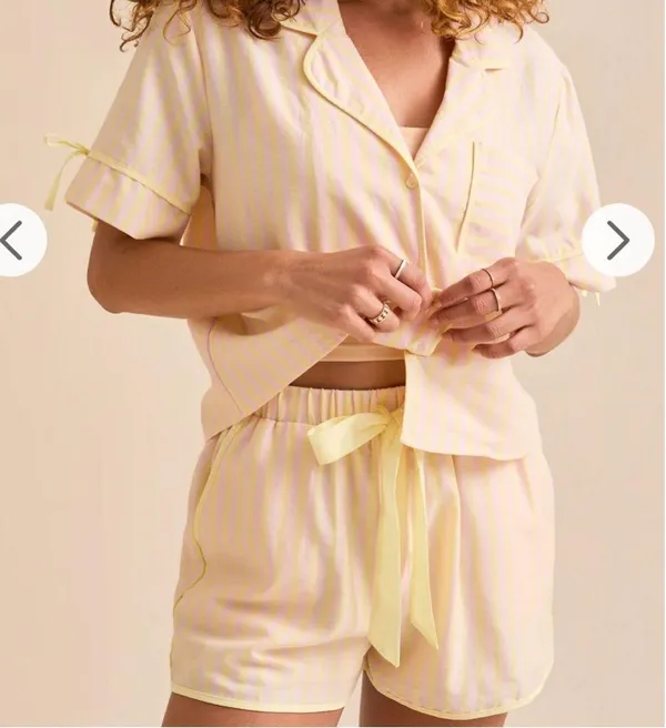NEW Altar’d State Butter Yellow and Pink Striped Lounge Set Size XXL NWT - Image 2