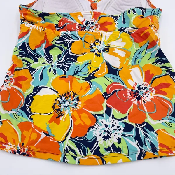 Lands' End Women's Halter Neck Tankini Swim Top Size 4 Multicolor Floral Print - Image 5