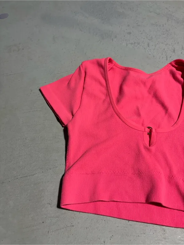 Aerie coral Scoop Neck Crop Top small - Image 2