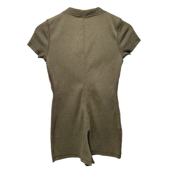 Free People Early Night Waffle Knit Romper Army‎ Green XS Coastal Beach Boho - Image 4