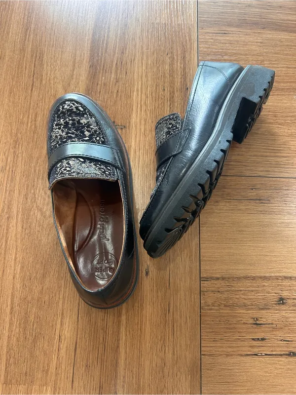 Paul Green Natasha Flat Loafers Leather Platform Leopard Black - Sz 8 - Image 3