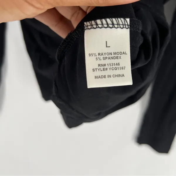 Good Luck‎ Gem Black Strappy Long Sleeve V-Neck Blouse NWT Size L - Image 7