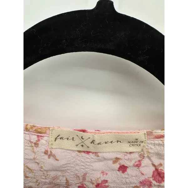 Fair Haven Pink Floral Top Size M NWT‎ Ruffle Coquette Feminine Crinkled Blouse - Image 4