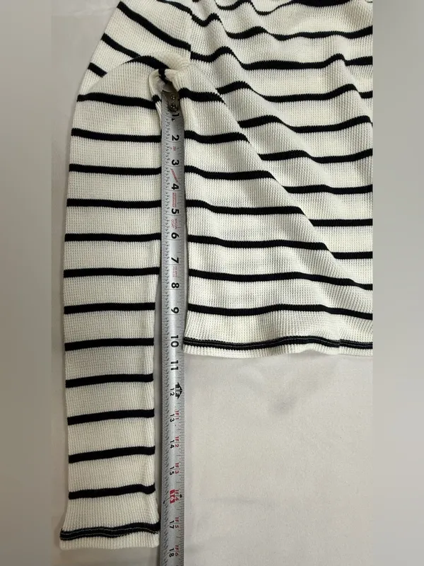 Urban Outfitters BDG Black and Cream Striped Scoopneck Sweater - Image 3