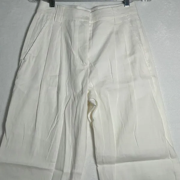 A.L.C. White Linen Blend‎ Pleated Tailored Trousers High Rise Dress Pants Size 0 - Image 7
