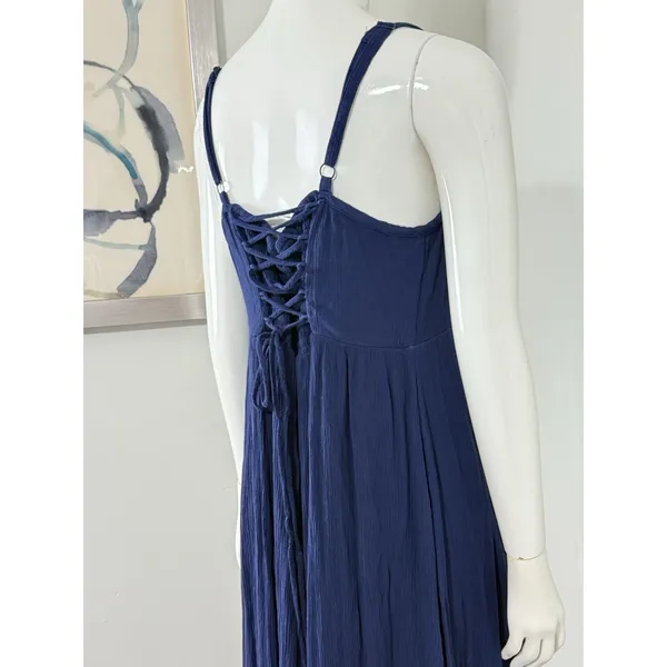 Torrid Navy Tie Dye Lace Up Back Maxi Dress Womens Plus Size 1 1X Boho Sundress - Image 8