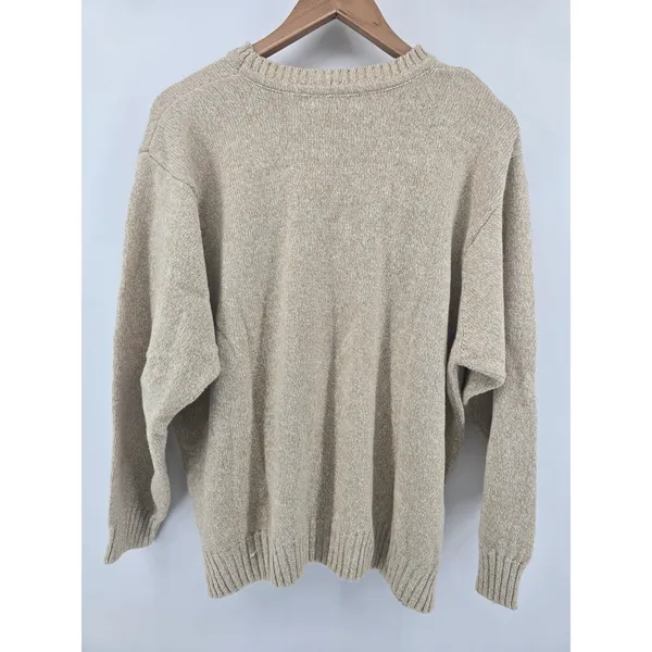 Elisabeth Sweater Womens 1 Argyle Tan Cotton Ramie Knit EUC - Image 3