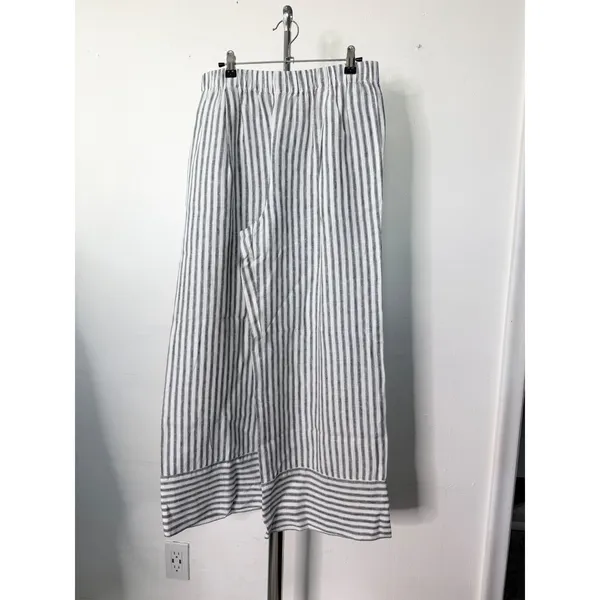 Reformation Vania Pants Blue White Striped Linen Wide Leg Elastic Waist M - Image 2