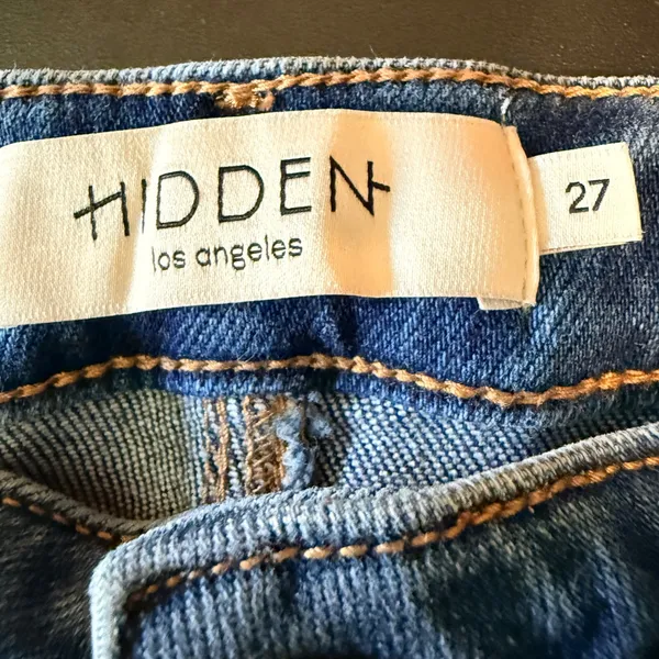 Hidden Jeans Tracey High Rise Straight‎ Leg Distressed Blue Denim Jeans Size 27 - Image 3