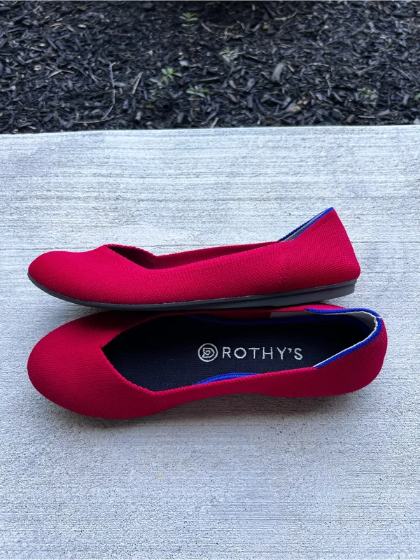 Rothy's Red Knit Woman’s Slip-On Round Toe Ballet Flats Size W8.5 - Image 6