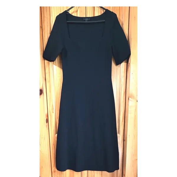 NWOT COS Black Knit Fit & Flare Midi Dress Women's Size Small Short Sleeve - Image 3