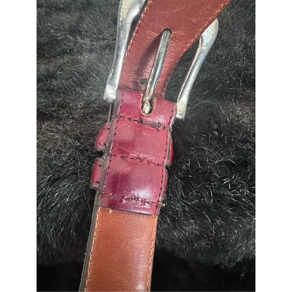 Vintage Coach Red Belt 32 Real Glove Tanned Cowhide Leather Solid Brass - Image 5
