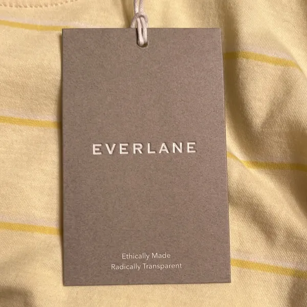 Everlane The Organic Cotton Crew Tee yellow stripe Size S NWT - Image 6