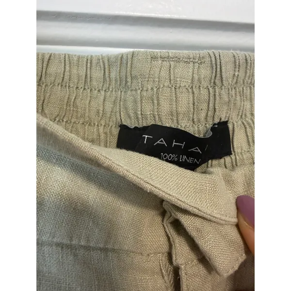 Tahari Womens Olive Green Linen Blend Utility Cargo Pants High Rise Size Medium - Image 10