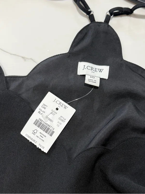 J. Crew Racerback Scallop Neck Cami Top - Black Size 10 NWT - Image 3