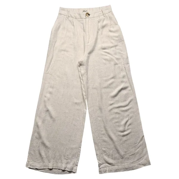 Blenca Viscose Linen Blend Wide Leg Pants Womens Medium Beige - Image 5