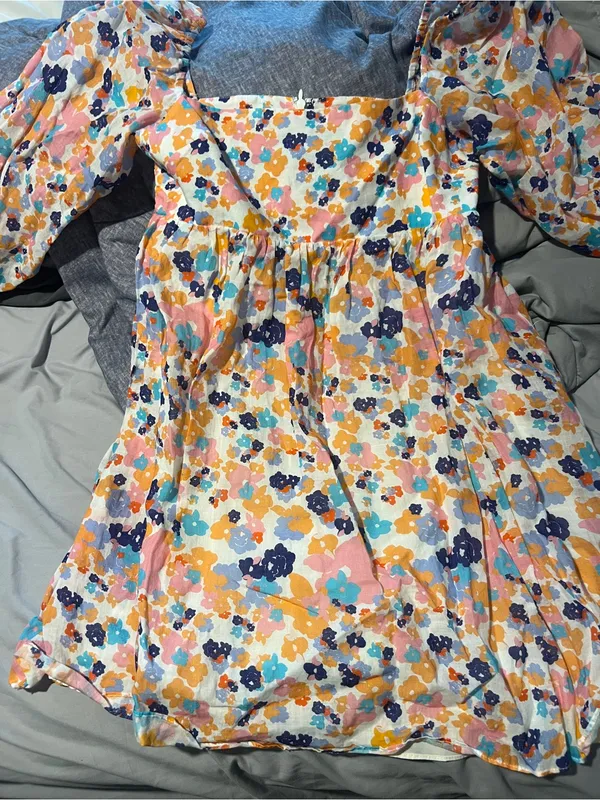 Amanda Uprichard Darling‎ Puff Sleeve Floral Mini Dress M Madagascar Print - Image 15