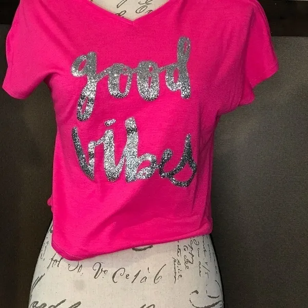 Total Girl Pink Crop Top Short Sleeve Size 7/8 - Image 2