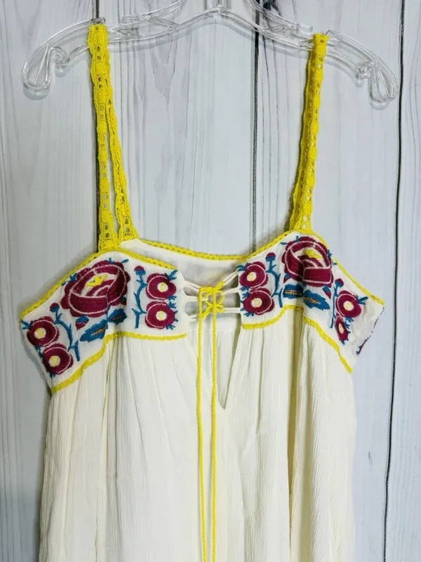 Smell the Roses Women Floral Tassel Babydoll Dress Sz L Sleeveless Corset Back - Image 5