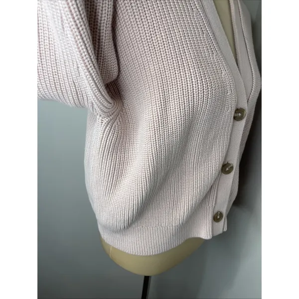 Quince Sweater Cardigan Womens M Pink 100% Organic Cotton V Neck Chunky Knit - Image 5