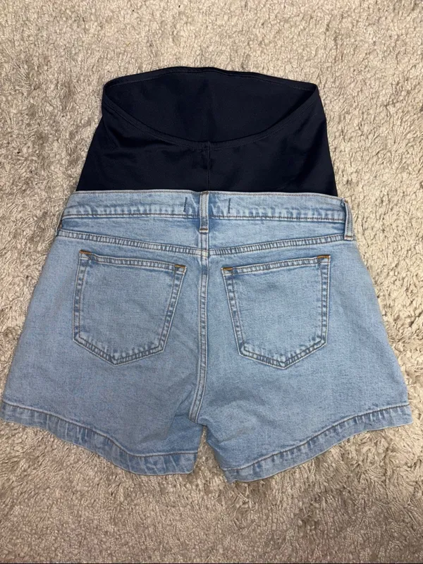 Abercrombie & Fitch Light Wash Denim Maternity Shorts - Image 5