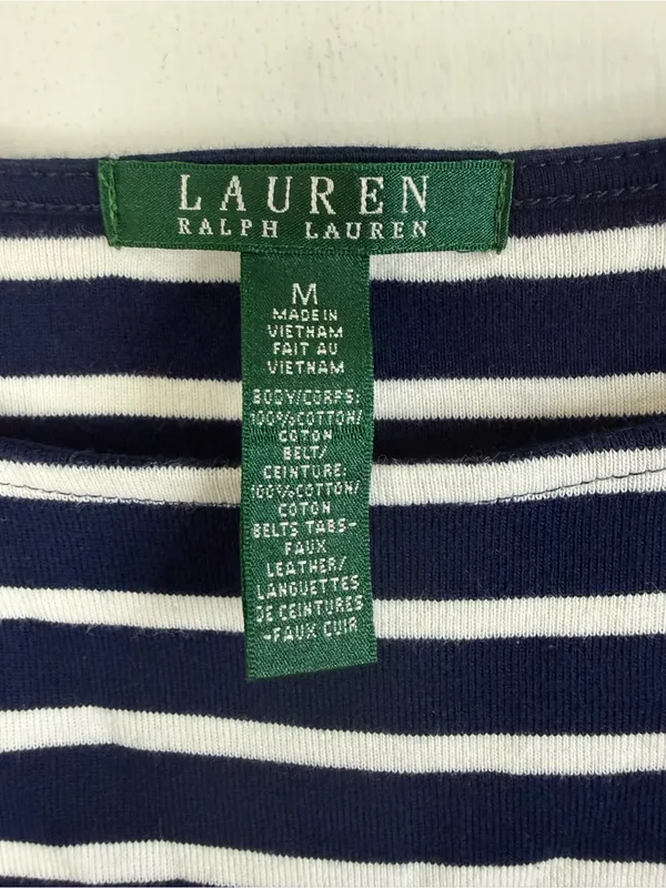 Lauren Ralph Lauren you white and navy blue 100% cotton striped dress. M - Image 3