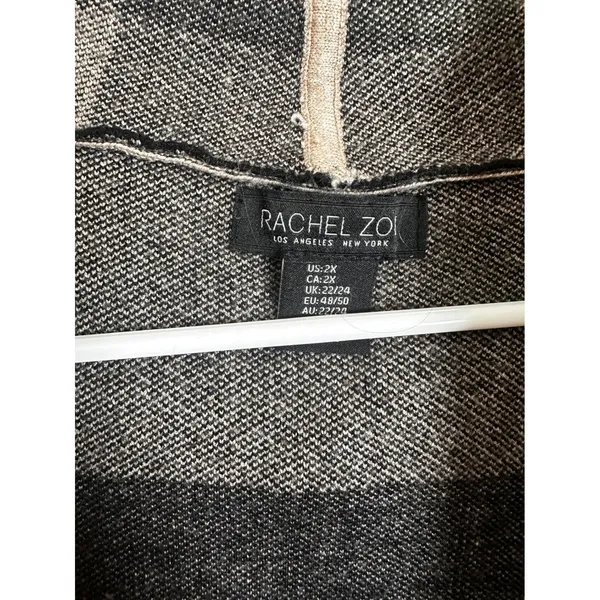 Rachel Zoe Plus Size 2X Hooded Cardigan Buffalo Plaid Open Front‎ Sweater - Image 2
