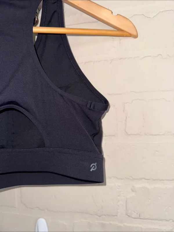 Peloton Black Crop Sports Bra with Multicolor Stripe Logo medium - Image 4