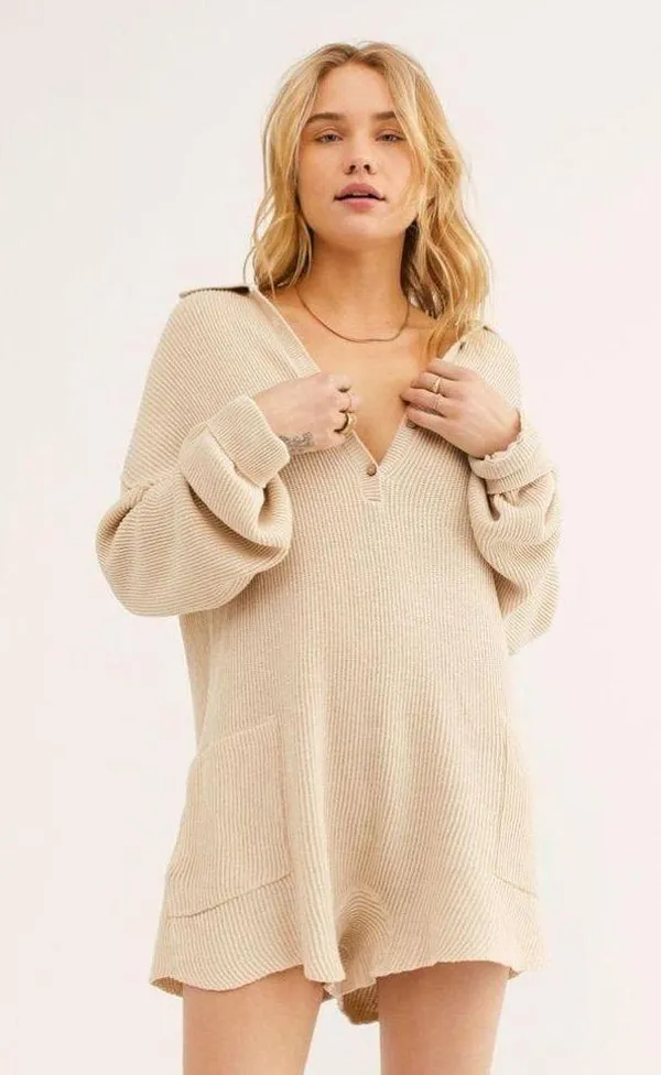 Free People Beach Picnic Sweater Romper - Image 3