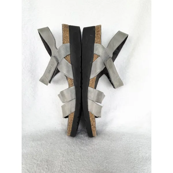 Naot Kayla Womens 7.5 Slate/Gray Leather Comfort Sandals Hook Loop Adjustable - Image 6