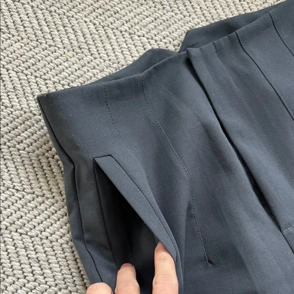 High-Rise Navy Women's Tapered Dress Pants - Image 3