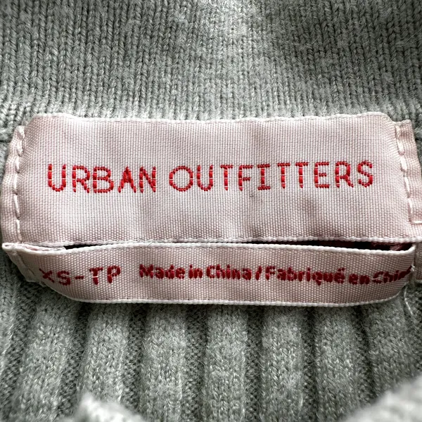 Urban Outfitters Skylar Ribbed Button-front Cropped Sweater Top Collar Green XS - Image 3